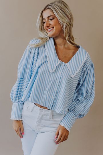 Free People: Bexley Striped Long Sleeve Top - Blue