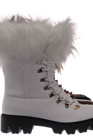 Force11 Faux Fur Combat Boots - Fluffy Military Vegan Furry Shoes