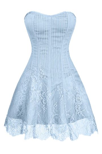 Atomic Light Blue Strapless Lace Corset Dress