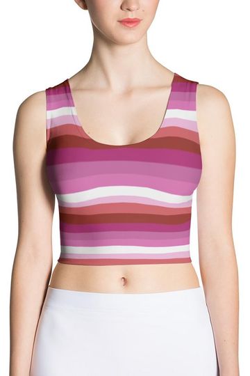Lesbian Pride Flag Striped Sublimation Cut & Sew Crop Top -LGBTQ