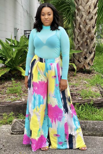 Geneva Extreme Wide Leg Pants-Abstract Paint
