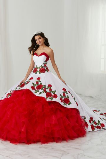 Floral Charro Quinceanera Dress by LA Glitter 24087