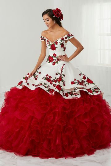Floral Charro Quinceanera Dress by LA Glitter 24081