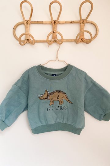 Dino Oversized Jumper (Teal Triceratops) PRE ORDER