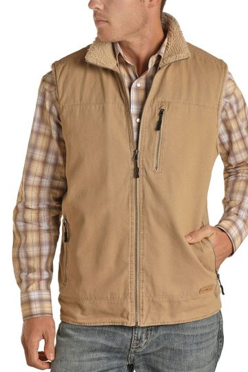 Powder River Outfitters Men's Brushed Canvas Vest - Tan
