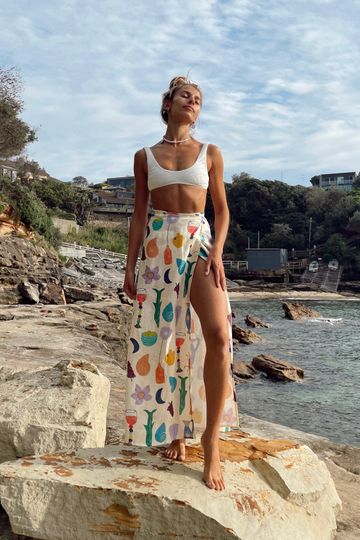 VRG GRL x ELLE MÚSA After The Ocean Wrap Midi Skirt // Print