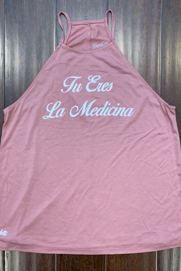 Tank Top - Ladies Flowy High Neck - tu eres la medicina pink