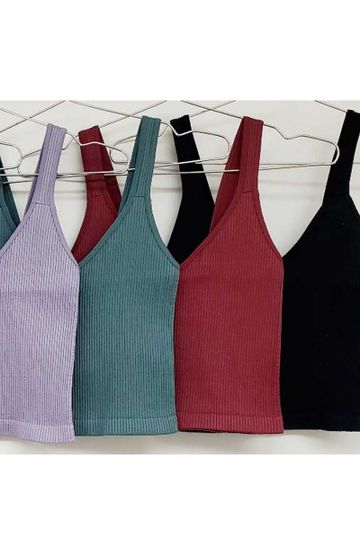 Dynamic Fashion Women's V-neck Thick Rib Crop Tank Top