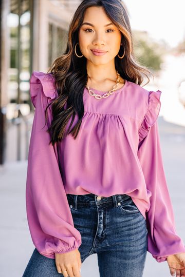 Feeling Important Plum Purple Ruffled Blouse