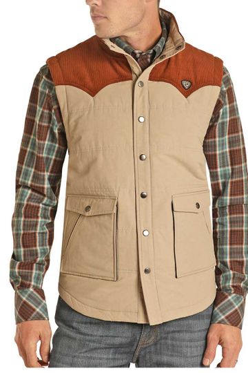 Rock & Roll Cowboy Men's Vintage Performance Vest - Tan