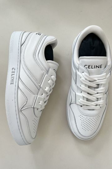 CELINE TRAINER LOW LACE-UP SNEAKER IN CALFSKIN OPTIC WHITE