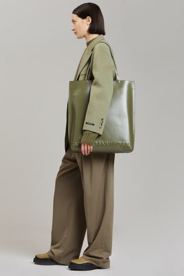 GANNI Banner Large Tote Bag - Kalamata