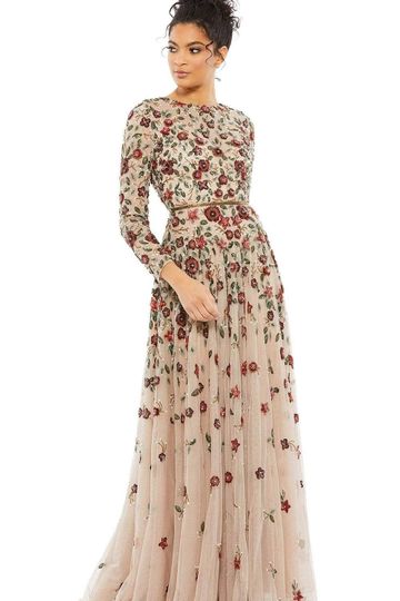 Mac Duggal - 5533 Bateau Floral A-Line Dress