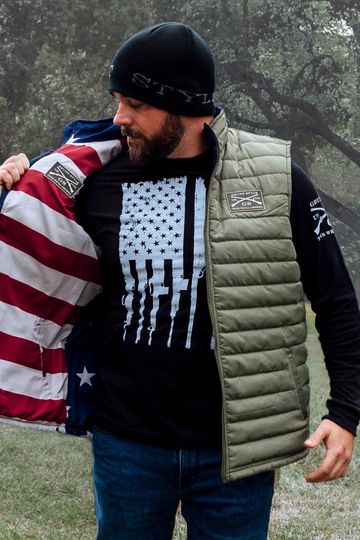 Grunt Style Reversible Puff Vest - Olive/Flag