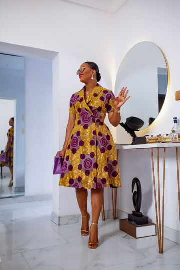 ABI AFRICAN PRINT COLLARED WRAP DRESS