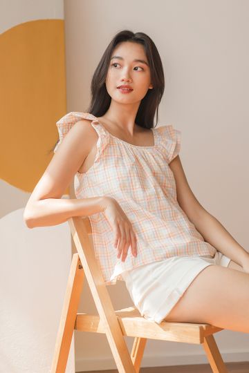 Yona Gingham Ruffle Top