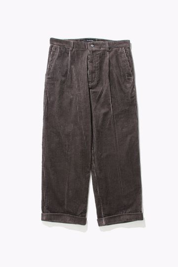 Pleated Cord Trouser - Grey