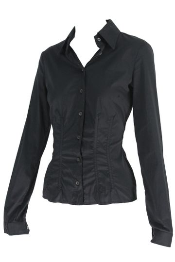 D&G by Dolce & Gabbana Black Button-up Blouse with Boning, c. 2000's, Size US 4