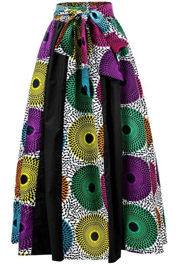 Ankara Print Fashion Women Midi Skirt With Belt