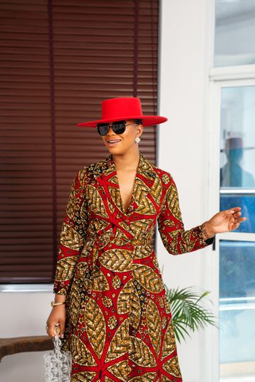 MOYO AFRICAN PRINT HI-LOW WRAP DRESS [RED]