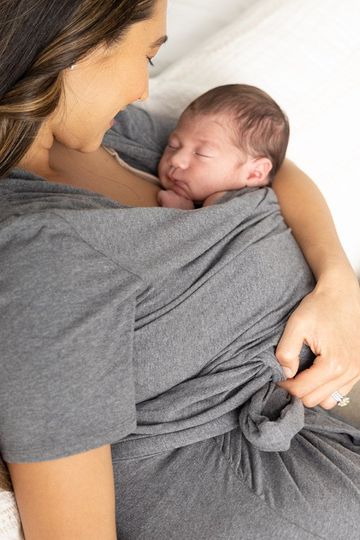 Organic Cotton Skin to Skin Wrap Top | Charcoal Grey Heather
