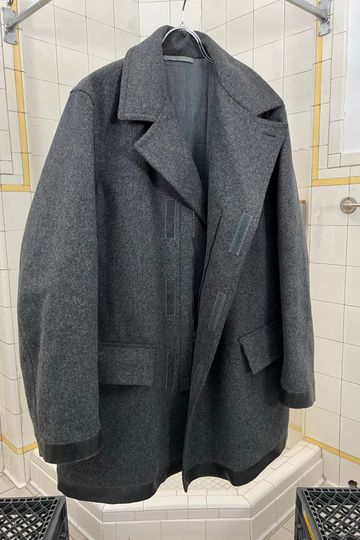 Late 1990s Mandarina Duck Rubberized Cuff and Hem Peacoat - Size L