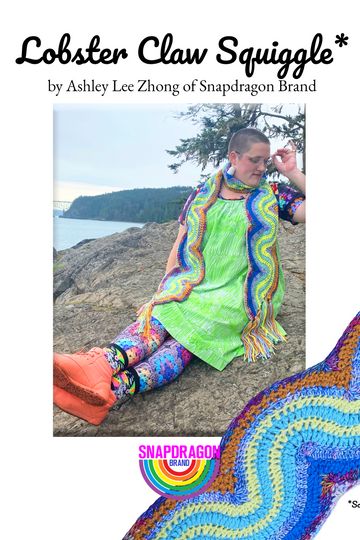 'Lobster Claw Squiggle Scarf' Downloadable Crochet Pattern