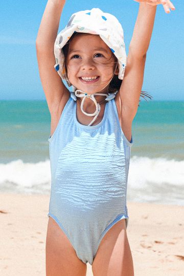 Girls’ Mini Zebra Texture Faux Tie One Piece Swimsuit
