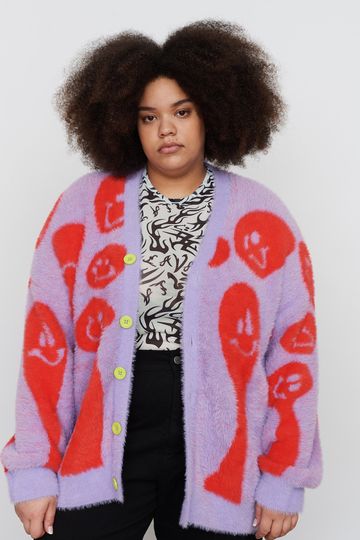 Lava Lamp Fluffy Knit Cardigan