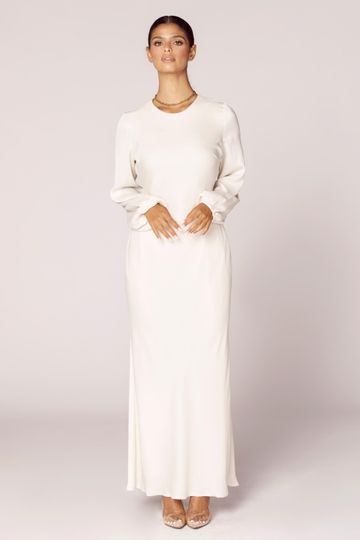 Kamila Satin Maxi Dress - Ivory