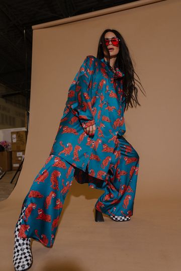 LALA ORIGINAL: Lala Satin Playsuit in Wild Woman *RESTOCKED*