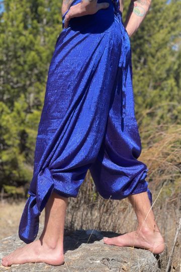 'Wrap Pants' Silk Blue