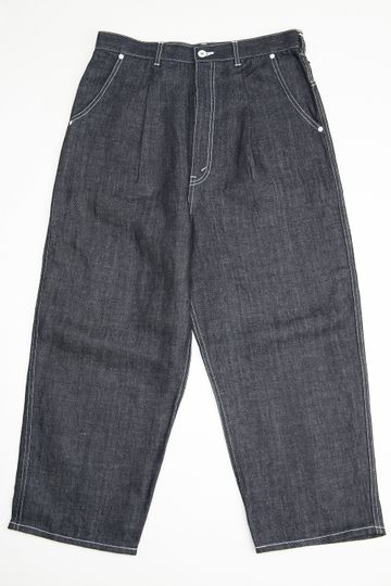 Comme des Garçons HOMME MEN'S 1 PLEAT COTTON LINEN DENIM PANTS - INDIGO