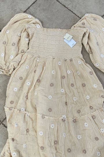 *FLAWED Free People Dahlia Embroidered Maxi in Pearl Island - XL