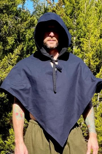 'Hooded Cowl' Viking Medieval - Dark Blue/Black