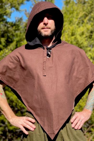 'Hooded Cowl' Viking Medieval - Dark Brown/Black