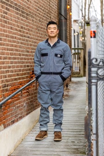 Left Field Coveralls - 12oz Mount Vernon Hickory Stripe