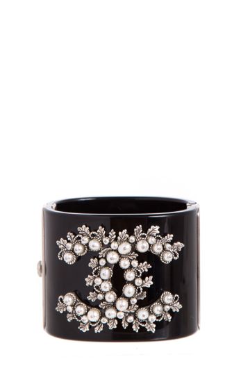 Chanel Black & Pearl Cuff Bracelet