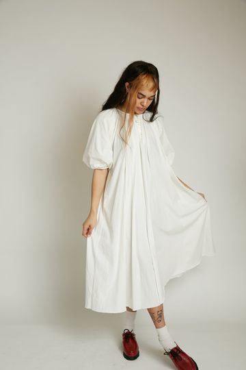 Beams Boy Jersey Gathered Dress - OFF WHT