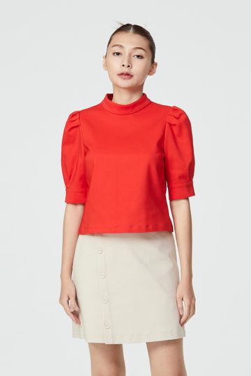Pleated Puff Sleeve Blouse