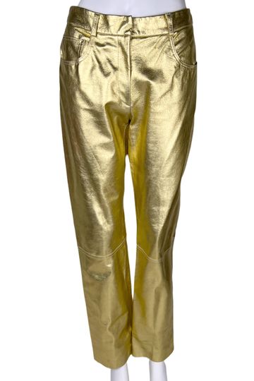 NWT Vintage Gold Leather Pants Holt Renfrew Studio Unused 6