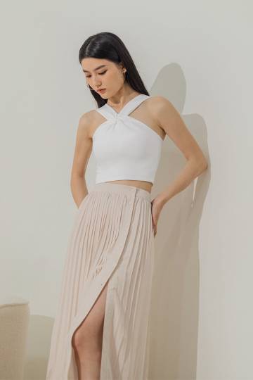 JAIME TWIST KNOT HALTER PADDED TOP #MADEBYLOVET (WHITE)