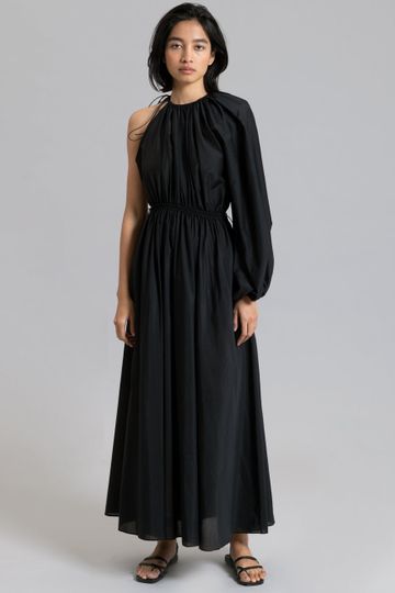 Matteau Asymmetric One Shoulder Dress - Black