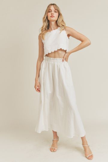 The Jesabel Scallop Top + Midi Skirt Set - Sold Seperately