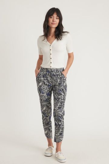 Allison Pant in Phantom/White Foliage Print