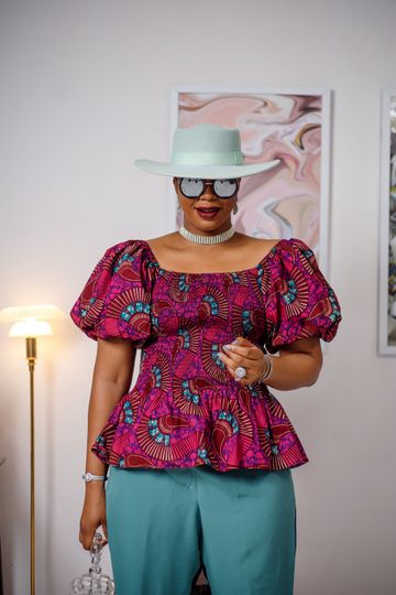 FUNMILAYO AFRICAN PRINT SMOKEY TOP [PINK]
