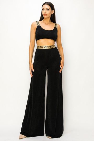 Greek Key Slinky Pant Set