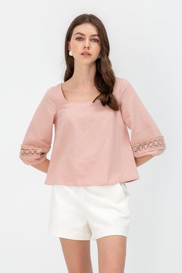 JOSEPHINE CROCHET BALLOON SLEEVE TOP