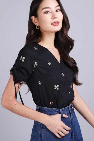 [BO] Dreamscape Top In Black Florals