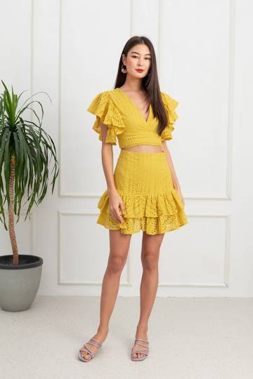 Ruffles Runneth Over Eyelet Wrap Blouse
